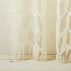 1pc 50"x84" Sheer Zig Zag Macrame Curtain Panel Cream - Opalhouse™ Designed With Jungalow™ -Opalhouse designed with Jungalow Shop GUEST 1f1e4040 3b3b 42de 980b bced442e997c