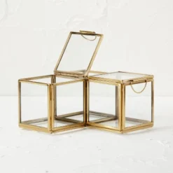 Metal Glass Decorative Box Gold - Opalhouse™ Designed With Jungalow™ -Opalhouse designed with Jungalow Shop GUEST 274b2735 55c5 4d23 a297 c23e674b78d1