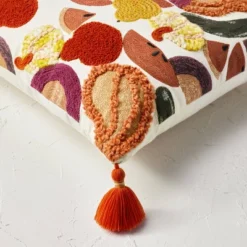 18"x18" Square Cotton Embroidered Harvest Accent Pillow White/Red/Mustard - Opalhouse™ Designed With Jungalow™ -Opalhouse designed with Jungalow Shop GUEST 2a242e61 0c06 4d42 a26e 193797b3c7b4