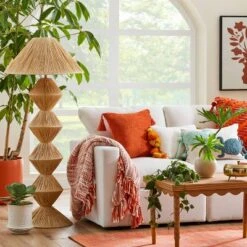 Opalhouse designed with Jungalow Shop 30 Faux Raffia Floor Lamp Brown (Includes LED Light Bulb) - Opalhouse™ Designed With Jungalow