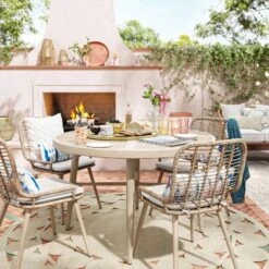 Leona 46" Round Crushed Bamboo Stamped Steel Top Patio Dining Table - Opalhouse™ -Opalhouse designed with Jungalow Shop GUEST f04b764c a584 4bfe b9ea 6c0ea8ed5c2c